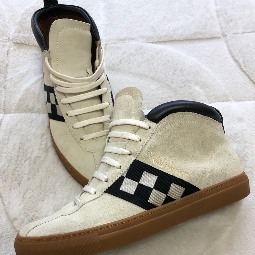 $490 Bally Vita Parcours Gum Sole Suede Checkered High Top Sneakers 10 - Picture 4 of 7